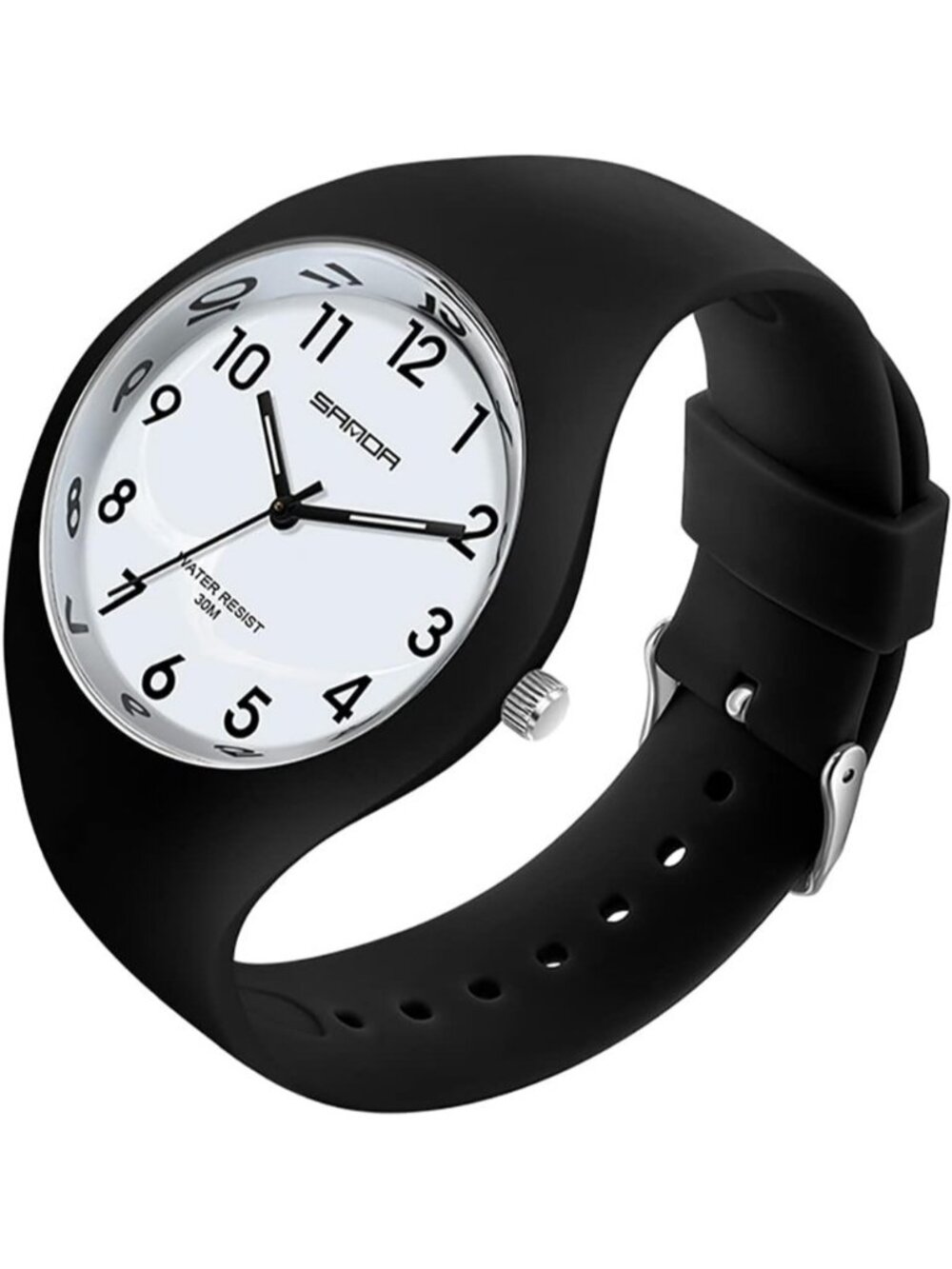 Women's Black White Analog Silicone Jelly Strap Japanese Quartz Movement Watch